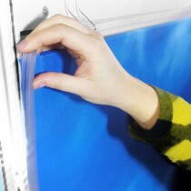 Use the flexible extrusions to trap ends and corners into slot in uprights